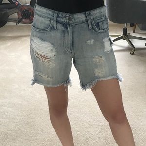 Distressed jean shorts